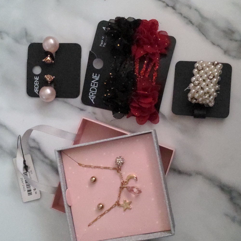 *3/$20* Ardenes Cute and Glam Necklace, Earring and Hair Accessories Bundle
